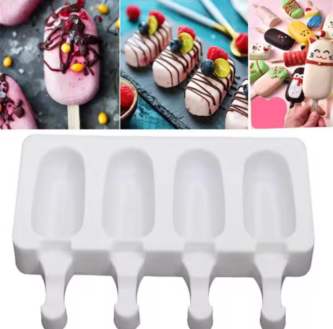 Silicone Ice Cream Mold, Reusable Popsicle Mold, Set Of 4 Ice Pop Maker, Ice Cream Mold Silicone Ice Cream Mold, Reusable Popsicle Mold, Set Of 4 Ice Pop Maker, Ice Cream Mold
